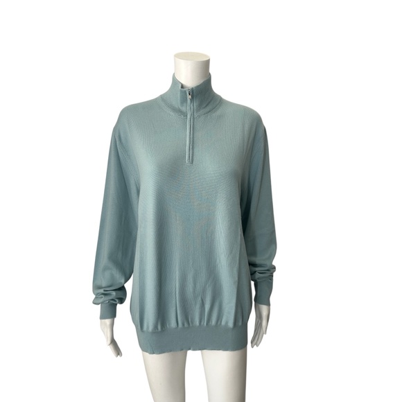 NWT $640 Maurico Blue Half Zip Cashmere Sweater Size Medium - Picture 1 of 7